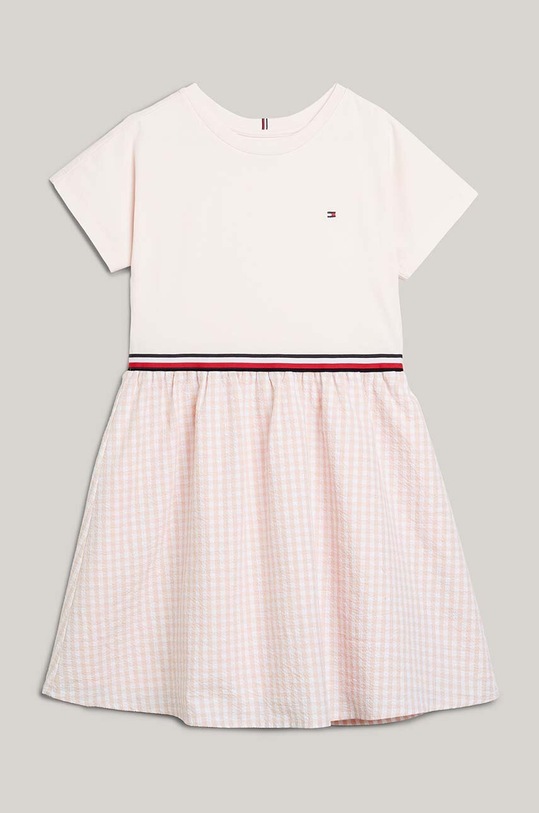 Дитяча бавовняна сукня Tommy Hilfiger KG0KG07924.128.176.PPYH рожевий SS24