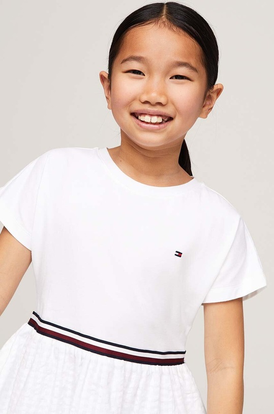 Dziewczynka Tommy Hilfiger sukienka bawełniana dziecięca KG0KG07925.128.176.PPYH biały