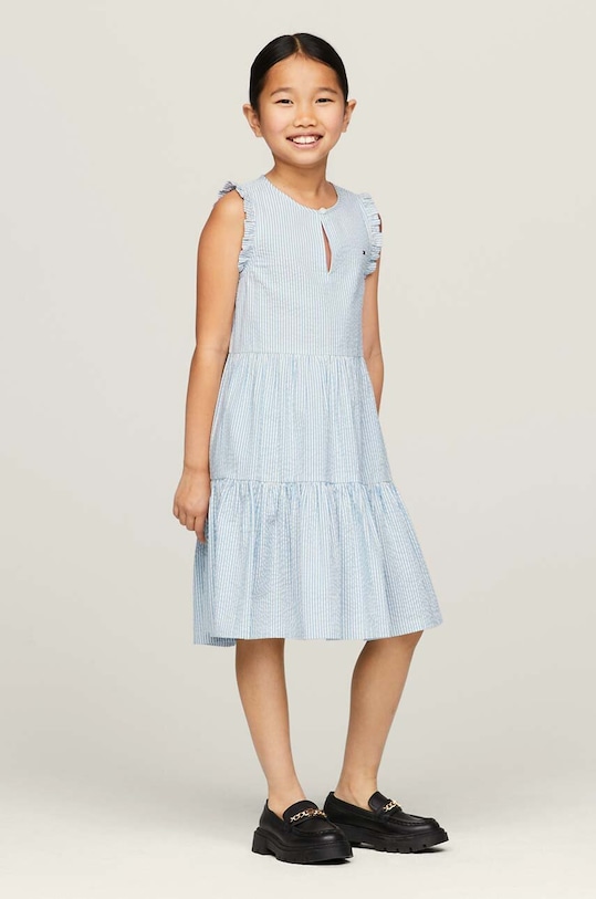 Дитяча бавовняна сукня Tommy Hilfiger бавовна блакитний KG0KG07929.128.176.PPYH