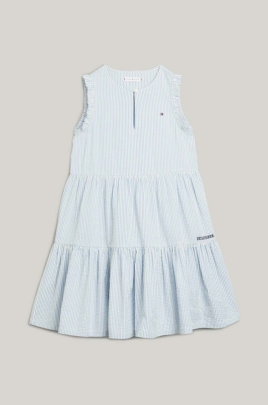 Дитяча бавовняна сукня Tommy Hilfiger KG0KG07929.128.176.PPYH блакитний SS24