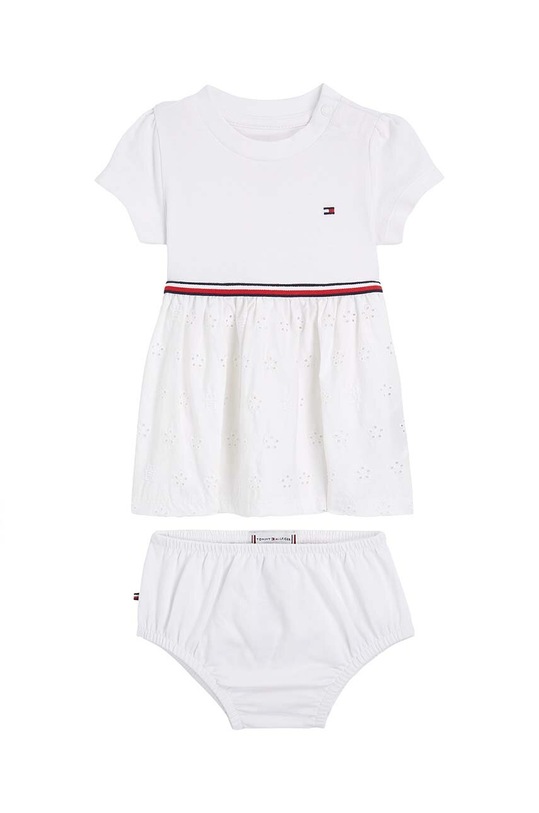Φόρεμα μωρού Tommy Hilfiger με ελαστάν λευκό KN0KN01801.PPYH