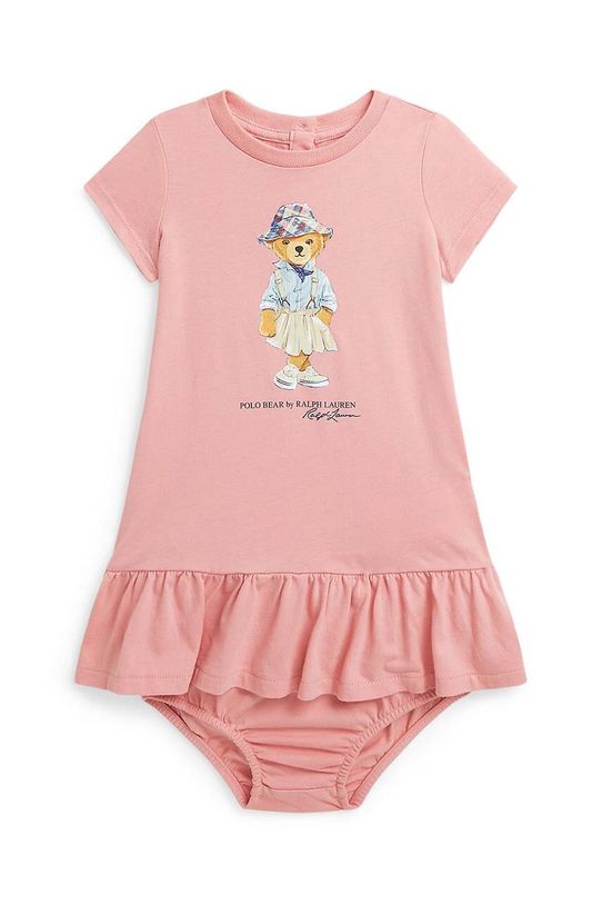 Polo Ralph Lauren sukienka bawełniana niemowlęca nadruk różowy 310941153001