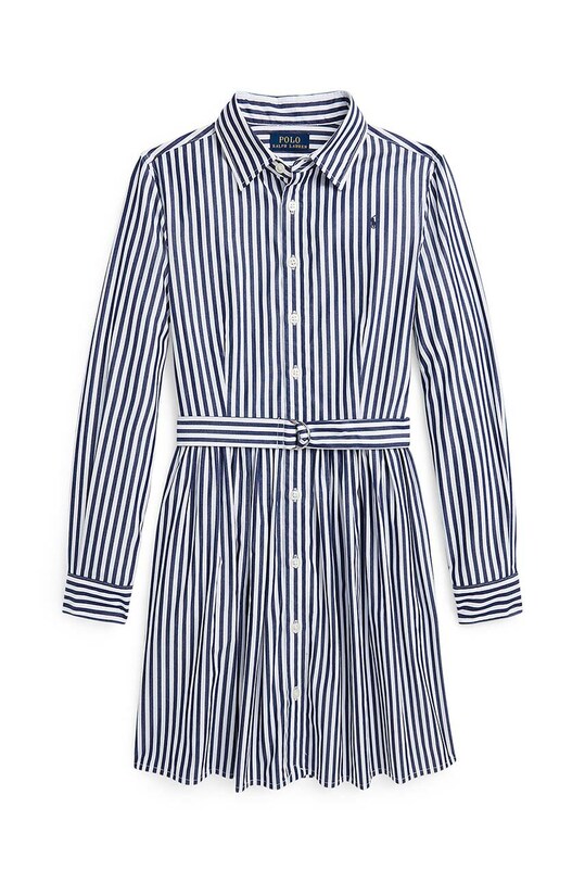 Παιδικό βαμβακερό φόρεμα Polo Ralph Lauren εμπριμέ μπλε 313934134003