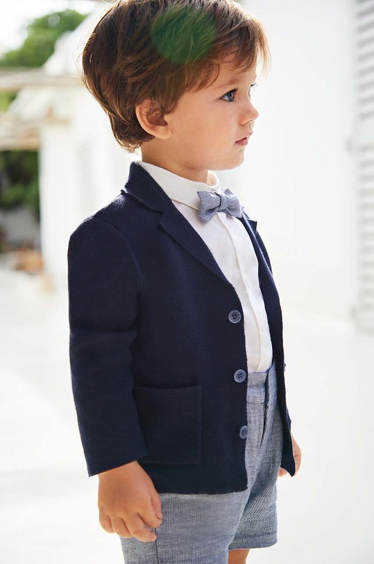 Pamučni kardigan za bebe Mayoral bez uzorka mornarsko plava 1443.3B.Baby.PPYH