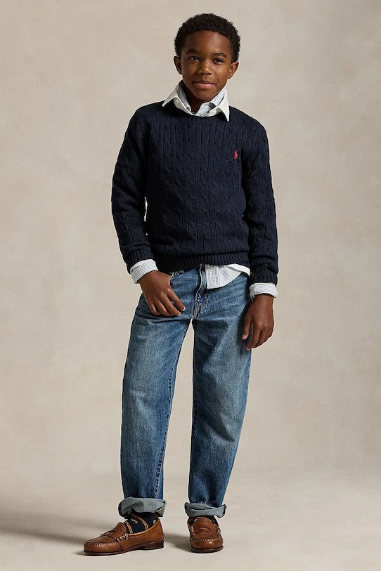 Polo Ralph Lauren pulover de bumbac pentru copii negru 323702674060