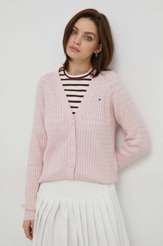 Tommy Hilfiger kardigan bawełniany bawełna różowy WW0WW40673