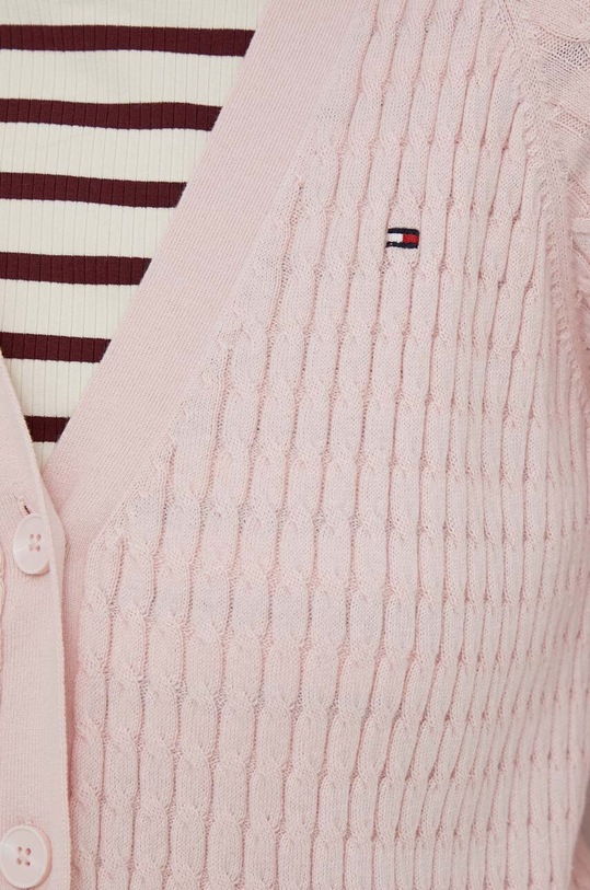 Tommy Hilfiger kardigan bawełniany WW0WW40673 różowy