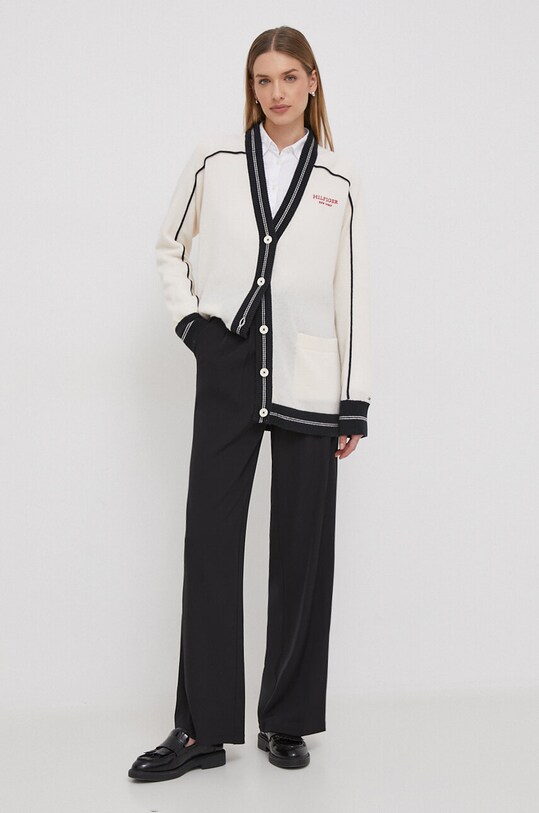 Tommy Hilfiger kardigan wełniany WW0WW40722 beżowy SS24