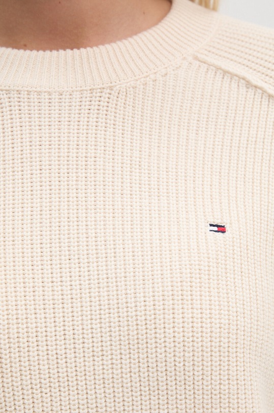 Βαμβακερό πουλόβερ Tommy Hilfiger WW0WW40751 μπεζ