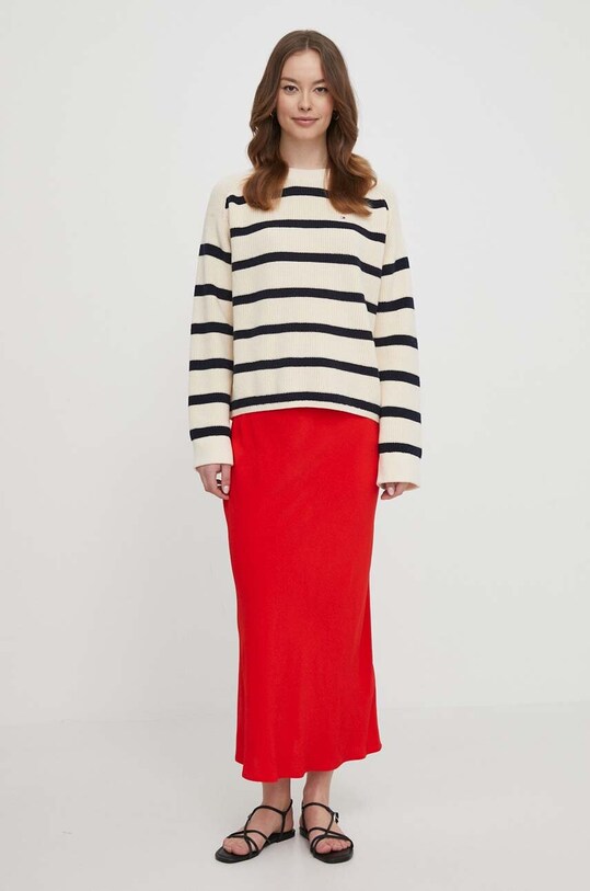 Tommy Hilfiger sweter bawełniany WW0WW40751 beżowy AW24