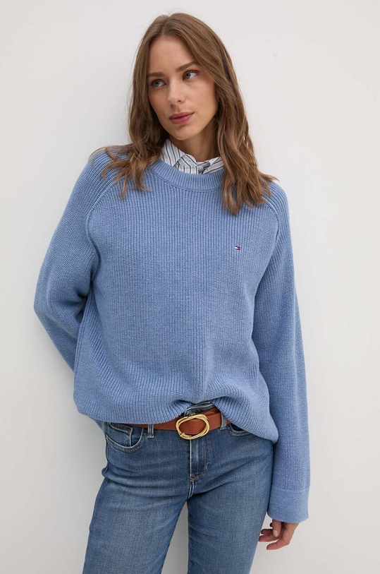 Bavlněný svetr Tommy Hilfiger modrá WW0WW40751