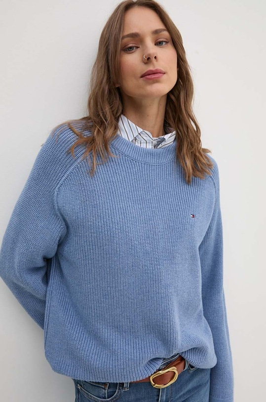 Bavlněný svetr Tommy Hilfiger WW0WW40751 modrá