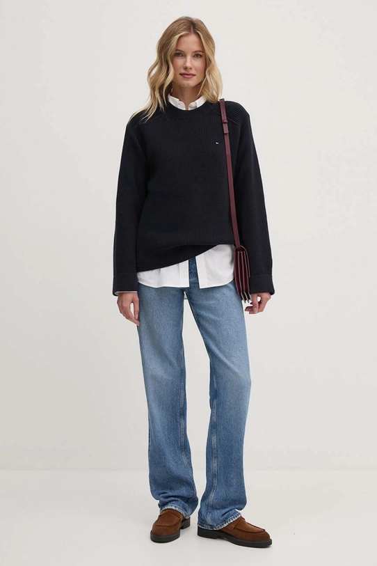 Tommy Hilfiger sweter bawełniany WW0WW40751 granatowy AW24