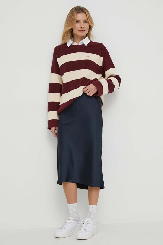 Tommy Hilfiger sweter bawełniany WW0WW40751 bordowy AW24