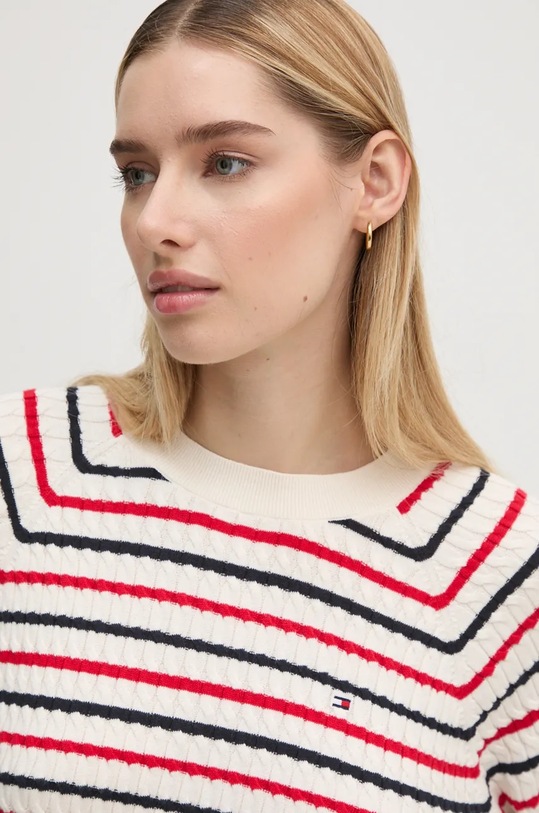 Bavlněný svetr Tommy Hilfiger bílá WW0WW41142