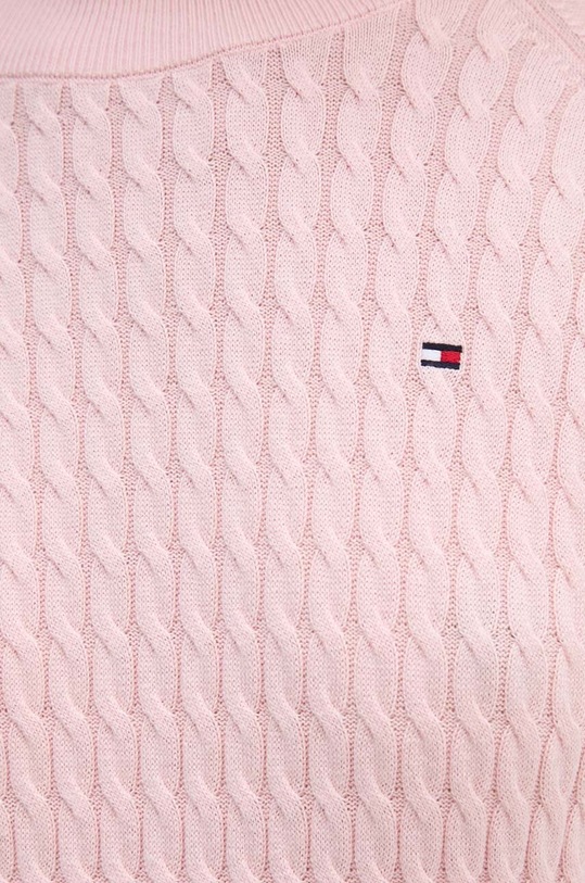 Βαμβακερό πουλόβερ Tommy Hilfiger WW0WW41142 ροζ