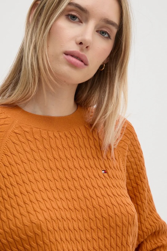 Bavlněný svetr Tommy Hilfiger oranžová WW0WW41142