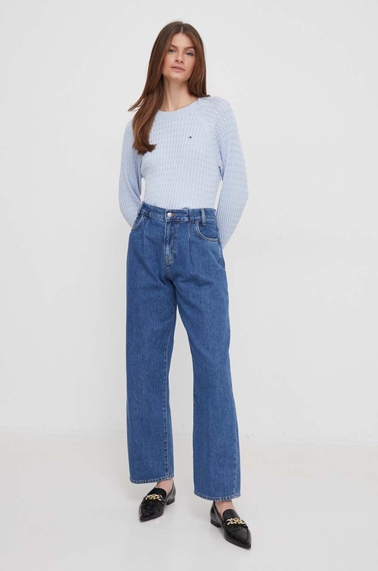 Bavlněný svetr Tommy Hilfiger WW0WW41142 modrá AW24