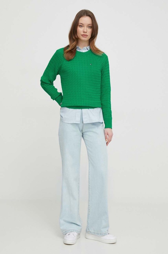 Tommy Hilfiger sweter bawełniany WW0WW41142 zielony AW24