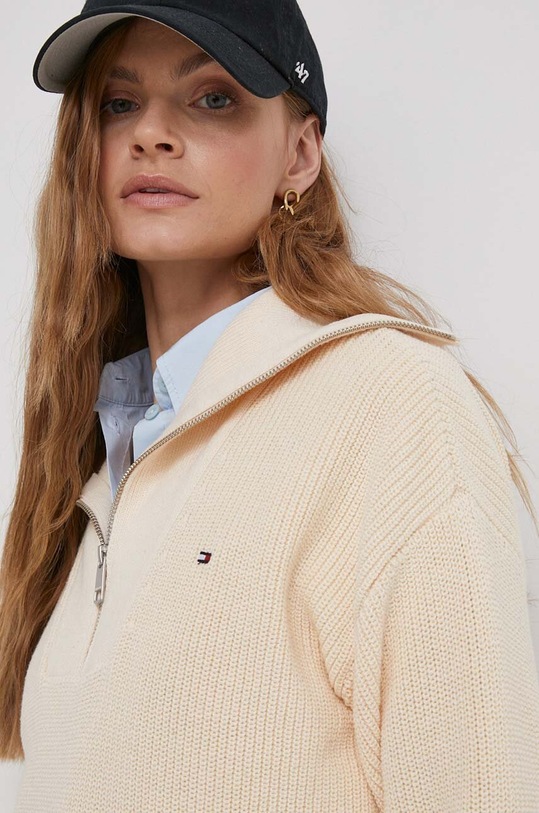 Tommy Hilfiger sweter bawełniany beżowy WW0WW42420