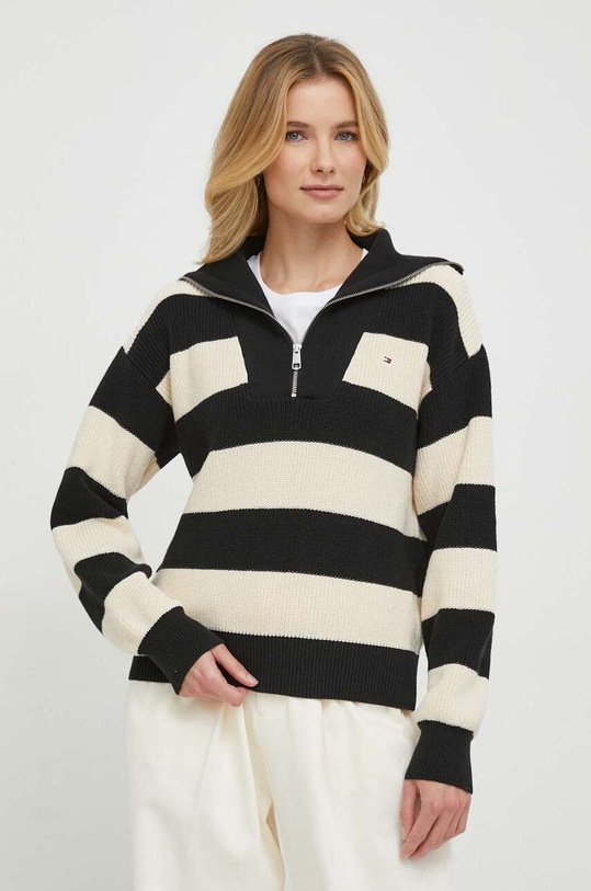 Bombažen pulover Tommy Hilfiger Debela črna WW0WW42420