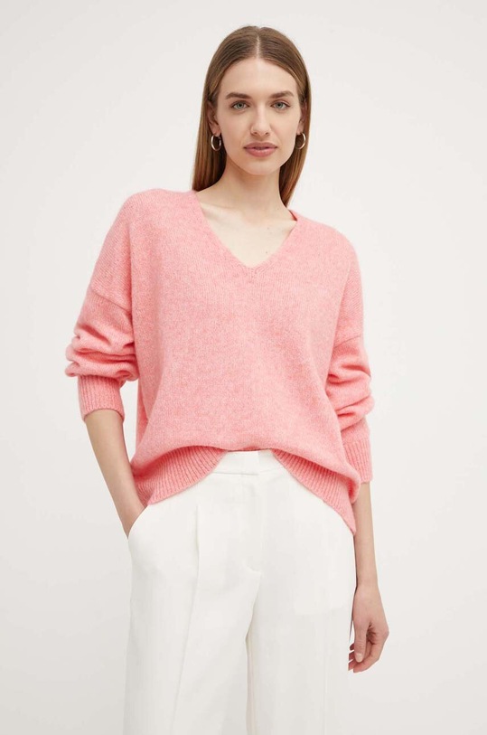 BOSS Orange sweter wełniany szpic różowy 50509995