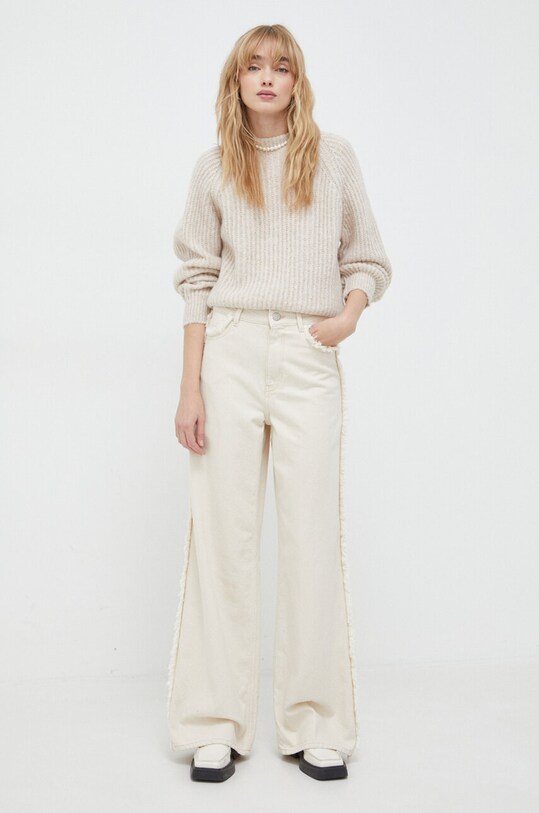 Samsoe Samsoe pulover din amestec de lana F23400050 bej AW24