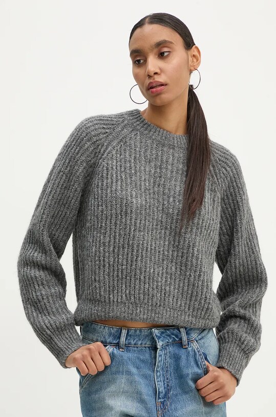 Svetr z vlněné směsi Samsoe Samsoe šedá F23400050