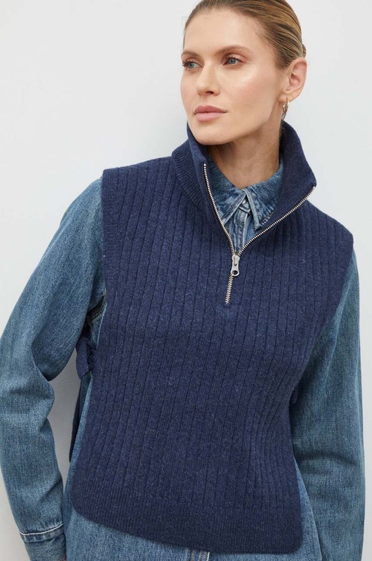 Samsoe gyapjú mellény SCARLETT sötétkék F23400130