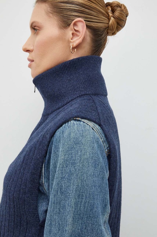 Samsoe gyapjú mellény SCARLETT F23400130 sötétkék