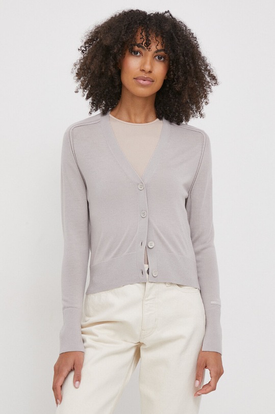 Calvin Klein kardigan wełniany wełna szary K20K206791