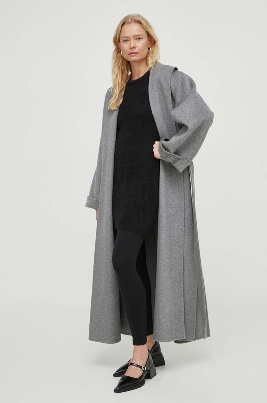 By Malene Birger płaszcz wełniany Q71360010 szary SS24