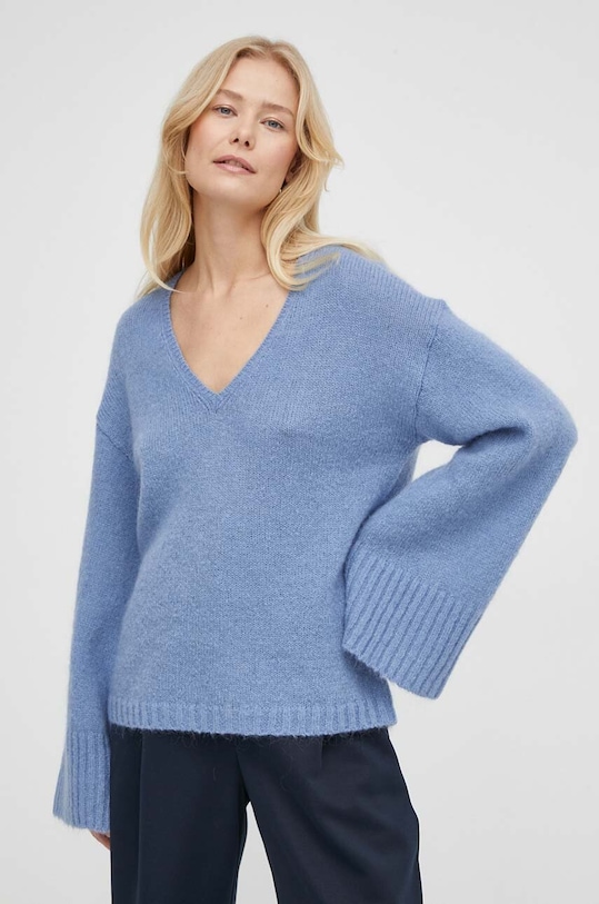 Vlněný svetr By Malene Birger modrá Q71340024