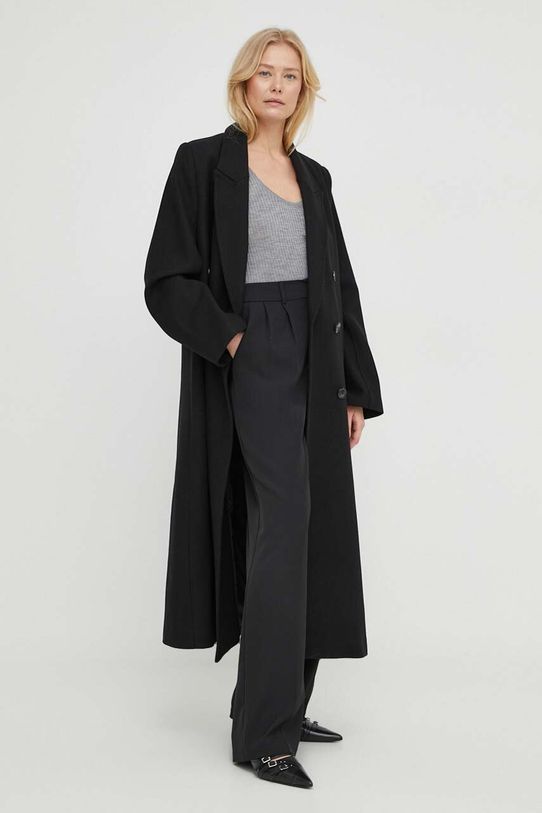 Vunena majica kratkih rukava By Malene Birger Q72101004 siva SS24