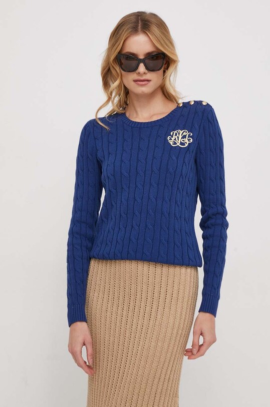 Bavlnený sveter Lauren Ralph Lauren bavlna tmavomodrá 200925325