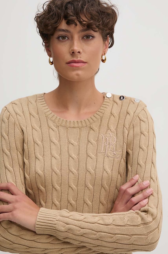 Bavlnený sveter Lauren Ralph Lauren béžová 200932223