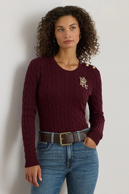 Lauren Ralph Lauren pamut pulóver pamut burgundia 200932223