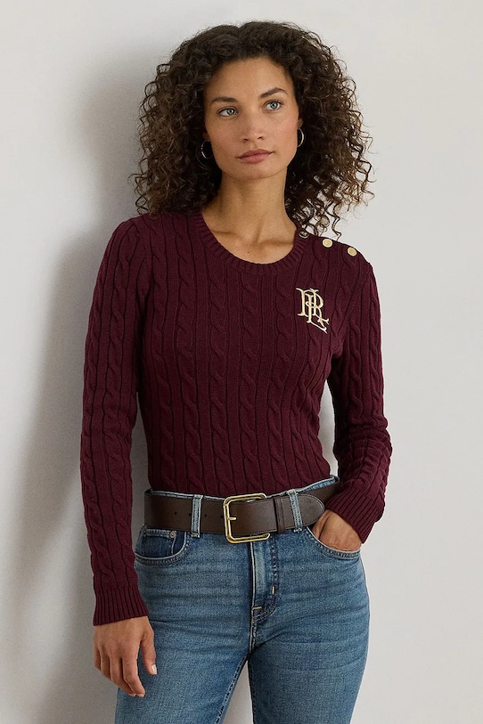 Lauren Ralph Lauren pamut pulóver pamut burgundia 200932223