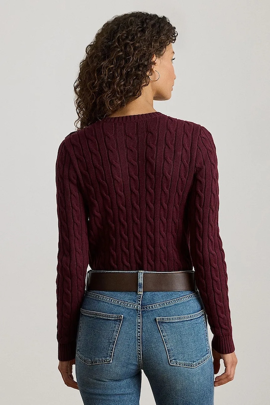 Lauren Ralph Lauren pamut pulóver 200932223 burgundia AW25