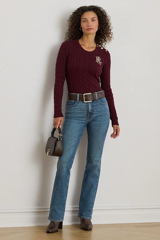 Ruházat Lauren Ralph Lauren pamut pulóver 200932223 burgundia