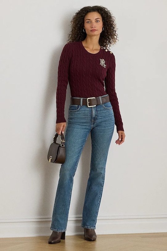 Ruházat Lauren Ralph Lauren pamut pulóver 200932223 burgundia