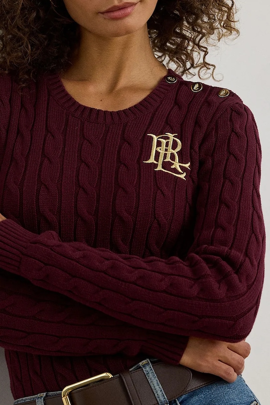 Lauren Ralph Lauren pamut pulóver burgundia 200932223