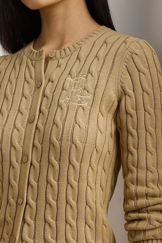 Бавовняний кардиган Lauren Ralph Lauren бежевий 200932225