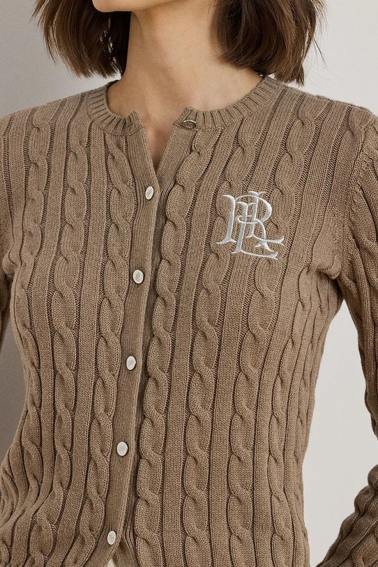 Бавовняний кардиган Lauren Ralph Lauren бежевий 200932225