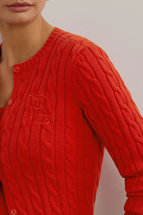 Lauren Ralph Lauren kardigan bawełniany czerwony 200932225