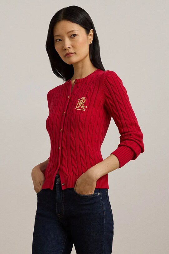 Bavlnený sveter Lauren Ralph Lauren bavlna červená 200932225