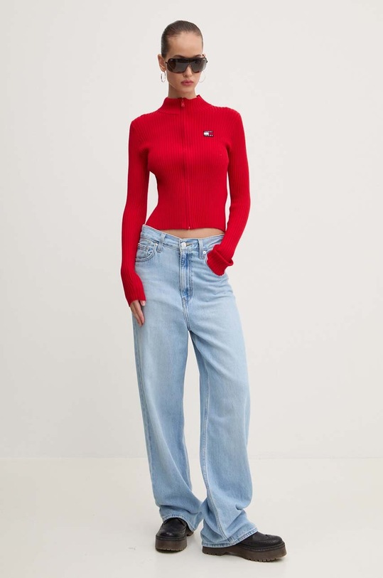 Tommy Jeans kardigan DW0DW17243 czerwony AW24