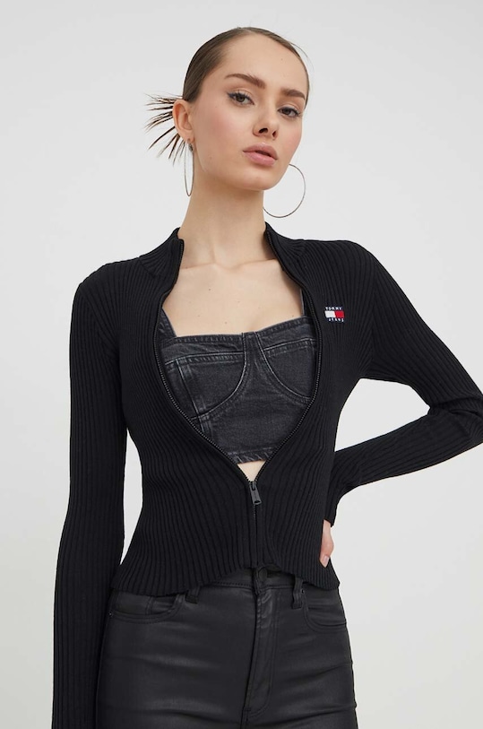 Tommy Jeans kardigan aplikacja czarny DW0DW17243