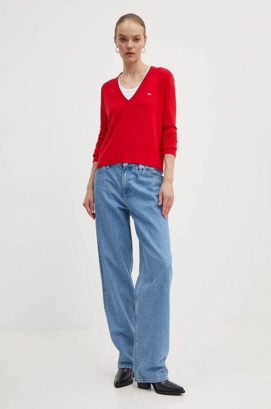 Πουλόβερ Tommy Jeans DW0DW17251 κόκκινο SS24