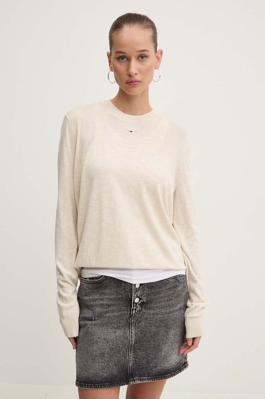 Svetr Tommy Jeans kulatý béžová DW0DW17254
